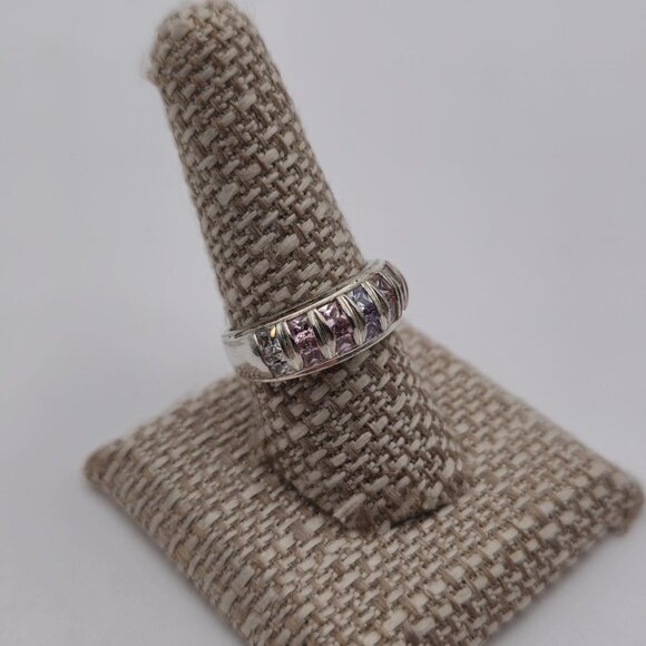 Size 9.25 Sterling Silver Beautiful Cubic Zirconia Gems Band Ring A2693 - Picture 3 of 9